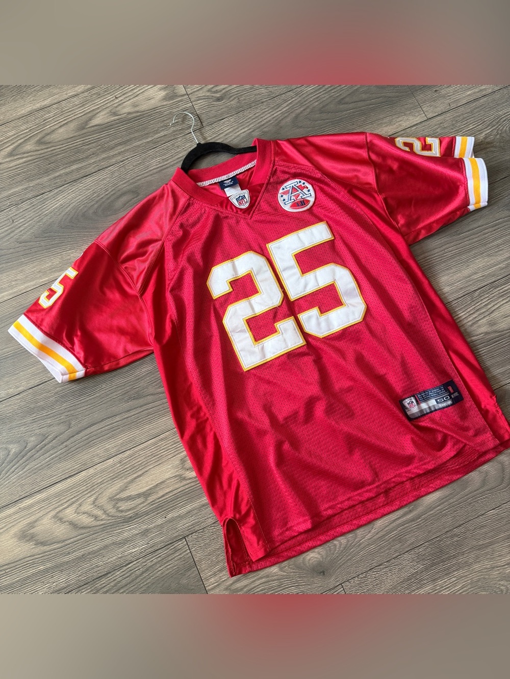NFL Reebok Men's Vintage Kansas City Chiefs Charles Red Football Jersey